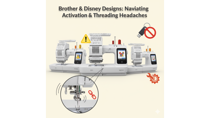 Brother NQ3700D / EV1 / M380D / M370 Troubleshooting: Disney Design Activation Issues and Weak Needle Threader Fixes