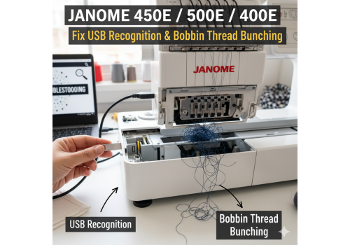 Janome 450e / 500e / 400e Troubleshooting: Fix USB Recognition & Bobbin Thread Bunching