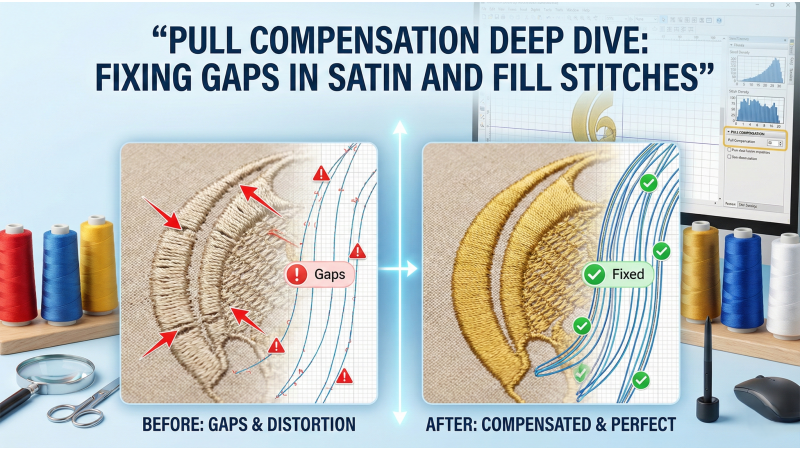 Pull Compensation Deep Dive: Fixing Gaps in Satin and Fill Stitches