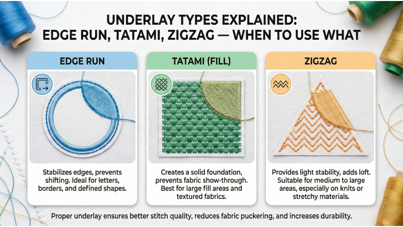 Underlay Types Explained: Edge Run, Tatami, Zigzag — When to Use What