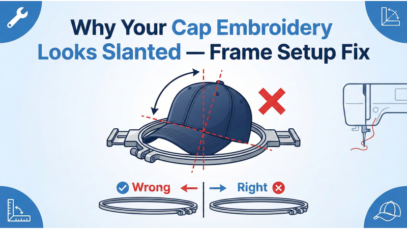 Why Your Cap Embroidery Looks Slanted — Frame Setup Fix