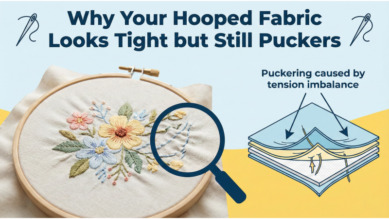 Why Your Hooped Fabric Looks Tight but Still Puckers (Real Causes & Fixes)