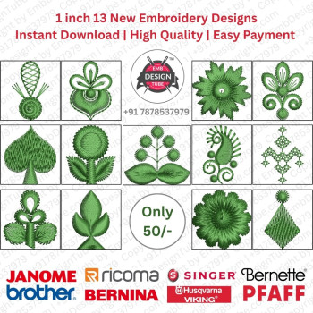 Stylized 1-inch Embellishments Embroidery Design