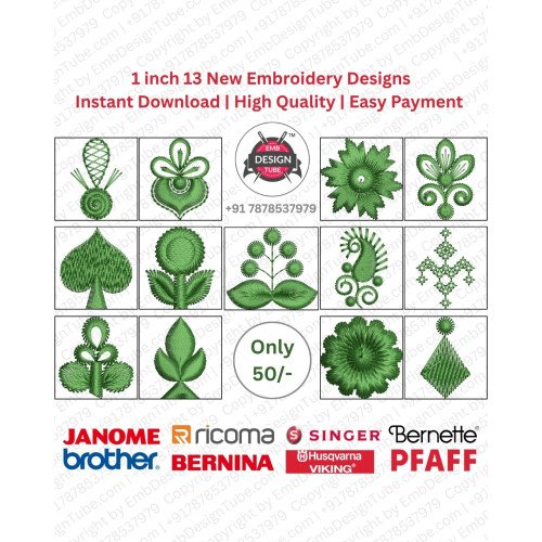 Stylized 1-inch Embellishments Embroidery Design