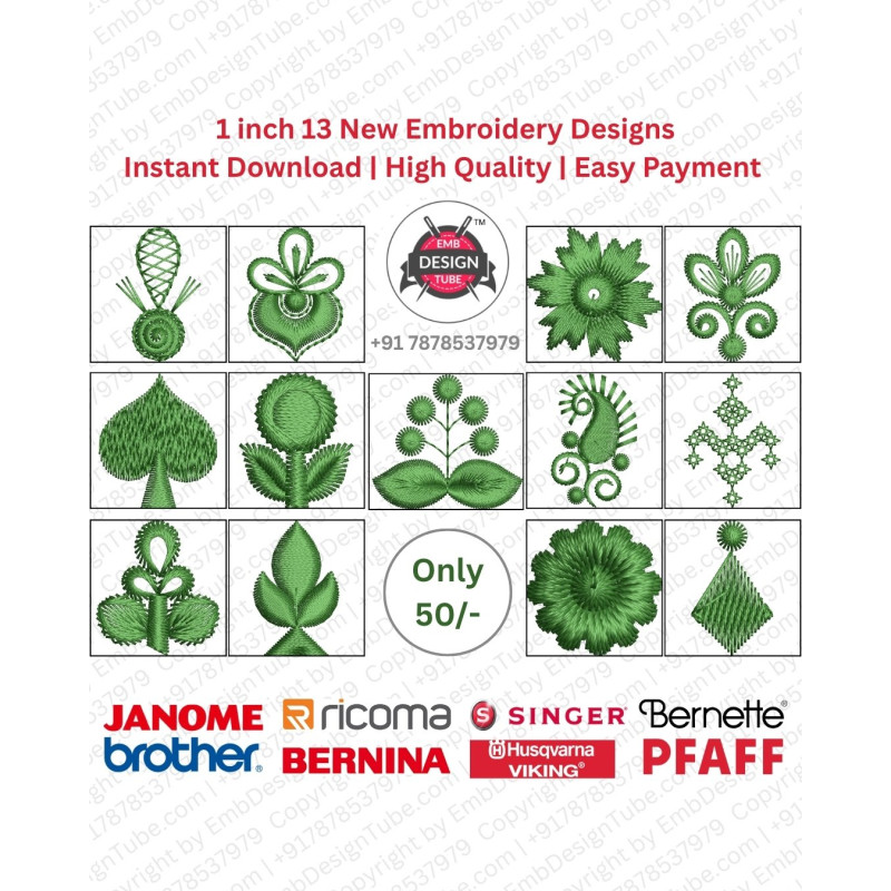 Stylized 1-inch Embellishments Embroidery Design