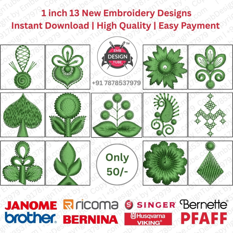 Stylized 1-inch Embellishments Embroidery Design