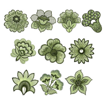 Bunch Of 10 Flower Embroidery