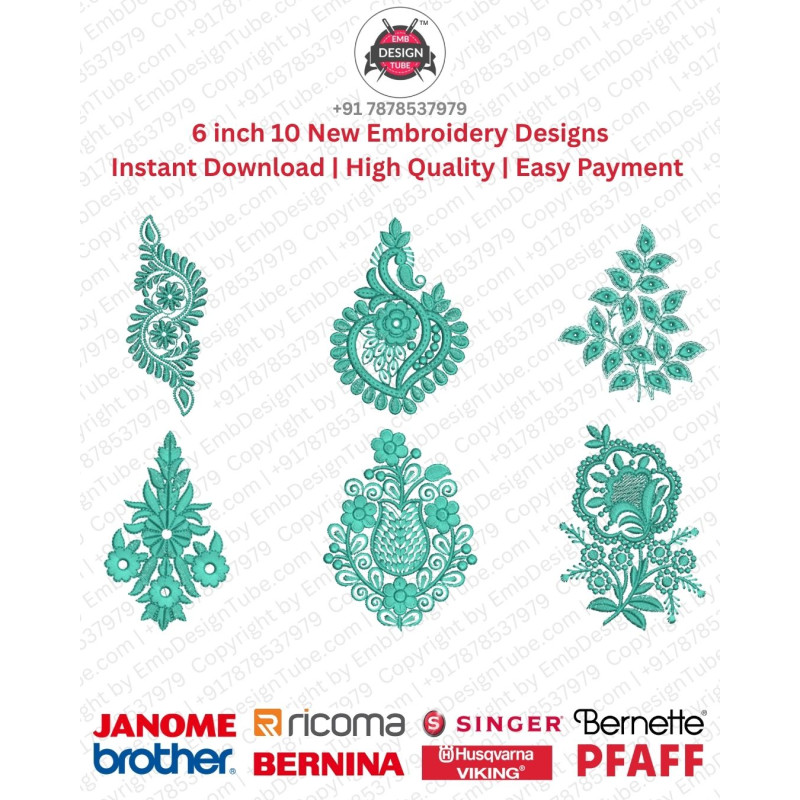 10 6 Inch Paisley Motif Embroidery Designs