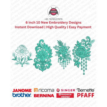 10 6 Inch Paisley Motif Embroidery Designs