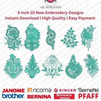 10 6 Inch Paisley Motif Embroidery Designs