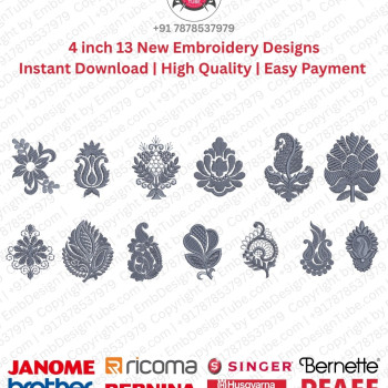 13 Classic Indian Paisley Embroidery Designs Pack for 4x4 Hoop