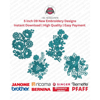 Floral Cluster & Paisley Motif Embroidery Design Pack