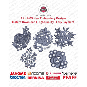 10 Indian Paisley Floral Motif Embroidery Designs Set