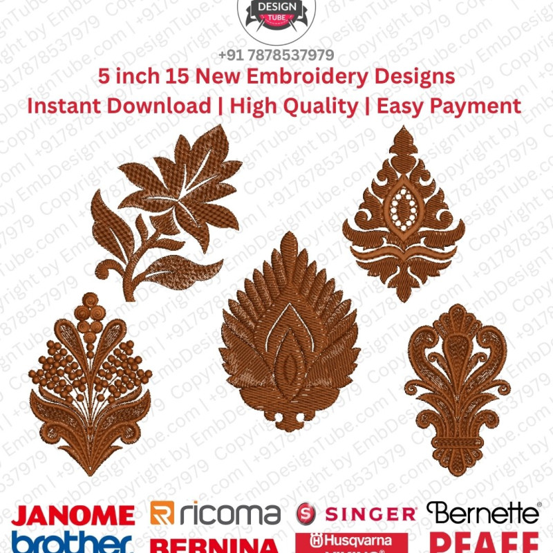Indian Folk Art 15 Kalamkari Embroidery 5 Inch Design Pack 