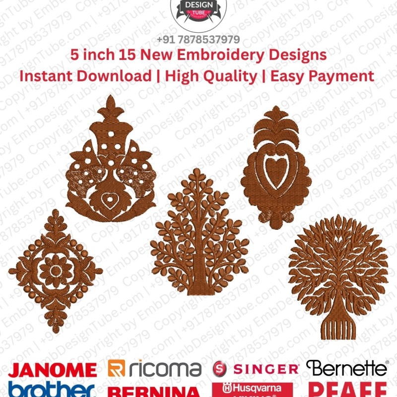 Indian Folk Art 15 Kalamkari Embroidery 5 Inch Design Pack 
