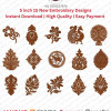 Indian Folk Art 15 Kalamkari Embroidery 5 Inch Design Pack 