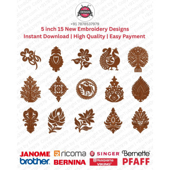 Indian Folk Art 15 Kalamkari Embroidery 5 Inch Design Pack 