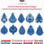 Ornamental Crest  Floral Motif Embroidery 10 Designs Pack (4x4)