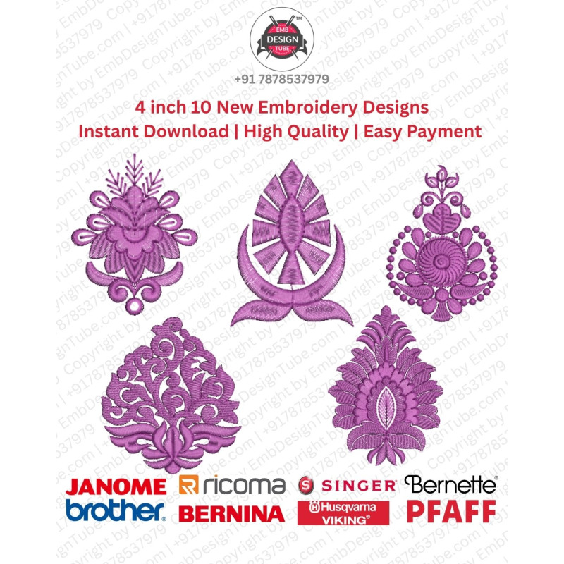 10 Indian Paisley & Teardrop Ornamental Embroidery Pack