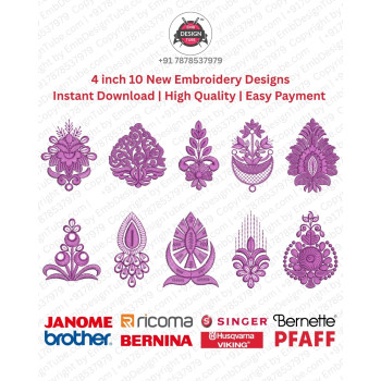 10 Indian Paisley & Teardrop Ornamental Embroidery Pack