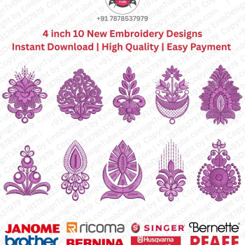 10 Indian Paisley & Teardrop Ornamental Embroidery Pack