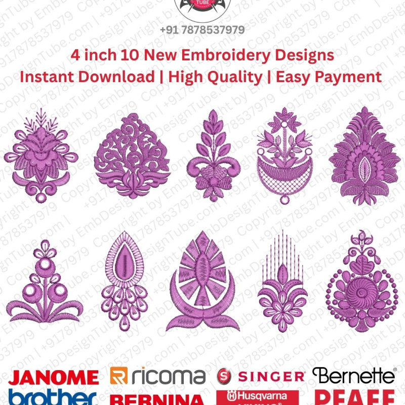 10 Indian Paisley & Teardrop Ornamental Embroidery Pack