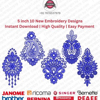 5 Inch Ethnic Paisley Floral Ornamental Embroidery Designs Set