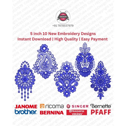 5 Inch Ethnic Paisley Floral Ornamental Embroidery Designs Set