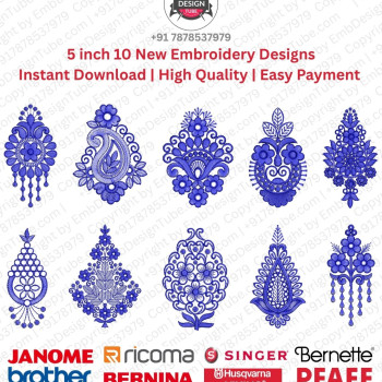 5 Inch Ethnic Paisley Floral Ornamental Embroidery Designs Set