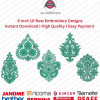 6 Inch Ornamental Foliage Crest Motif 10 Embroidery Designs Set