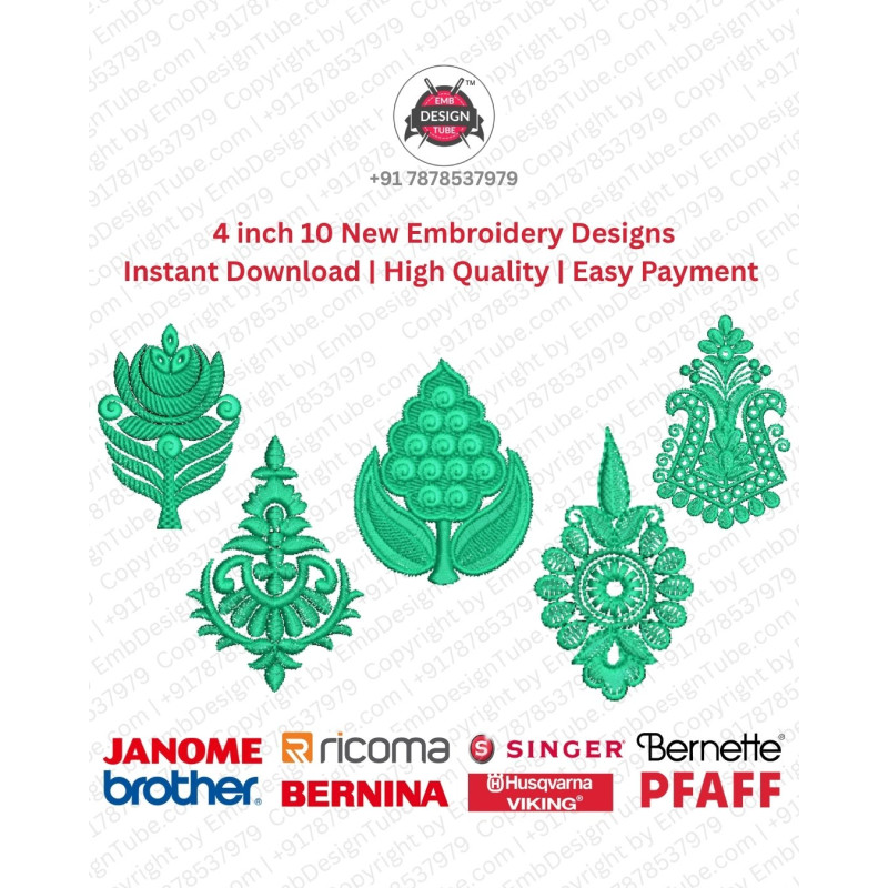 10 Indian Ethnic Crest 4 Inch Floral Motif Embroidery Pack