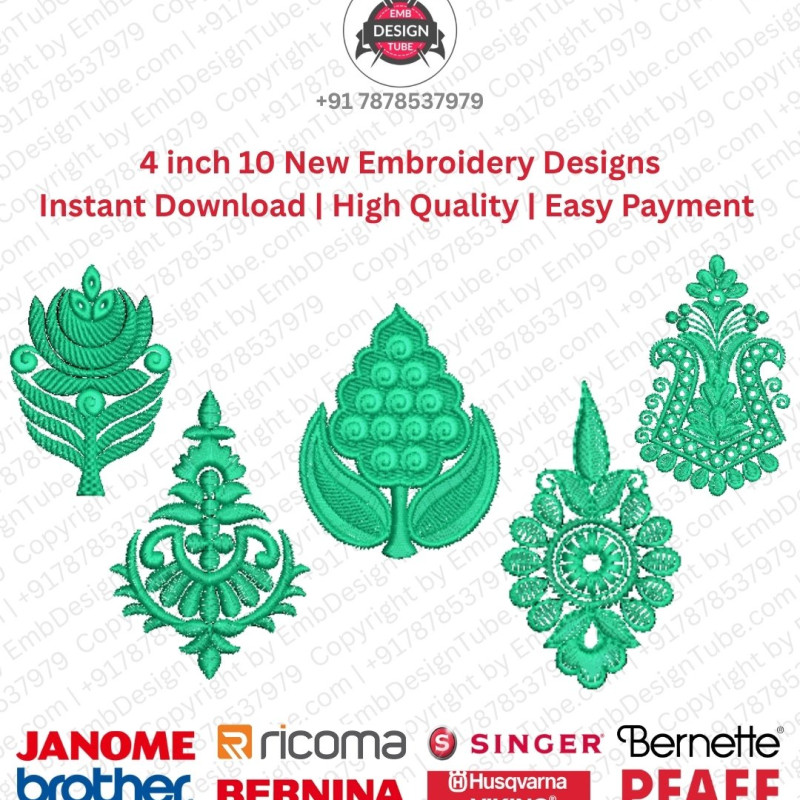 10 Indian Ethnic Crest 4 Inch Floral Motif Embroidery Pack