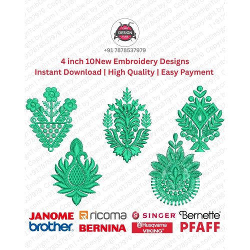 10 Indian Ethnic Crest 4 Inch Floral Motif Embroidery Pack