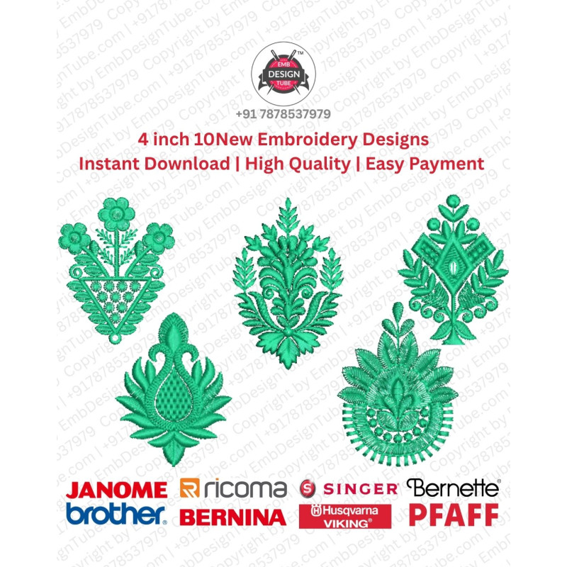 10 Indian Ethnic Crest 4 Inch Floral Motif Embroidery Pack