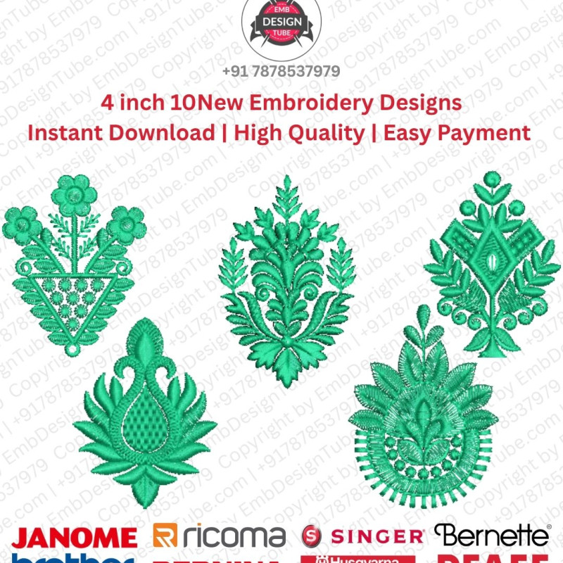 10 Indian Ethnic Crest 4 Inch Floral Motif Embroidery Pack