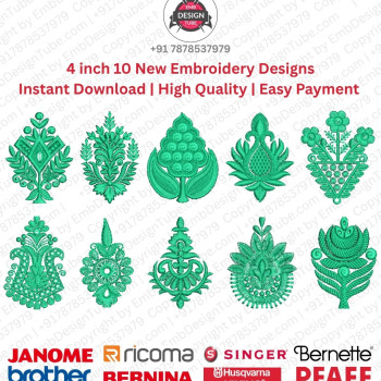 10 Indian Ethnic Crest 4 Inch Floral Motif Embroidery Pack