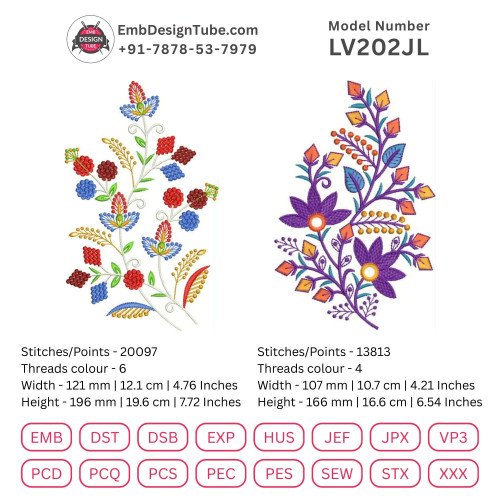 Punjabi Suit Embroidery Designs - Janome & More! Floral Motifs