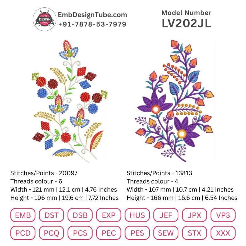 Punjabi Suit Embroidery Designs - Janome & More! Floral Motifs