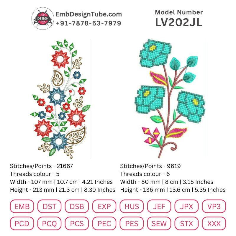 Punjabi Suit Embroidery Designs - Janome & More! Floral Motifs