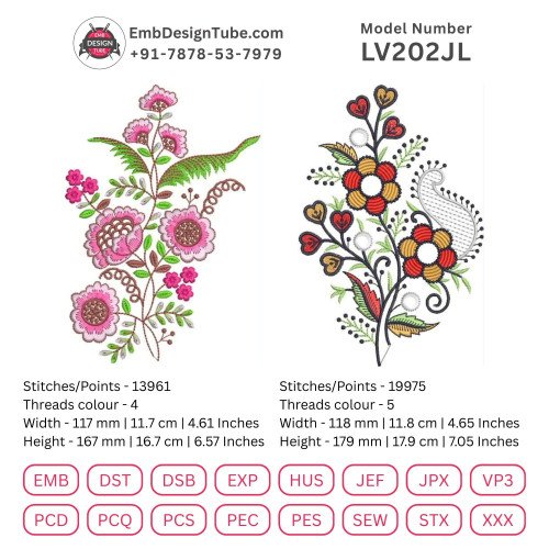 Punjabi Suit Embroidery Designs - Janome & More! Floral Motifs