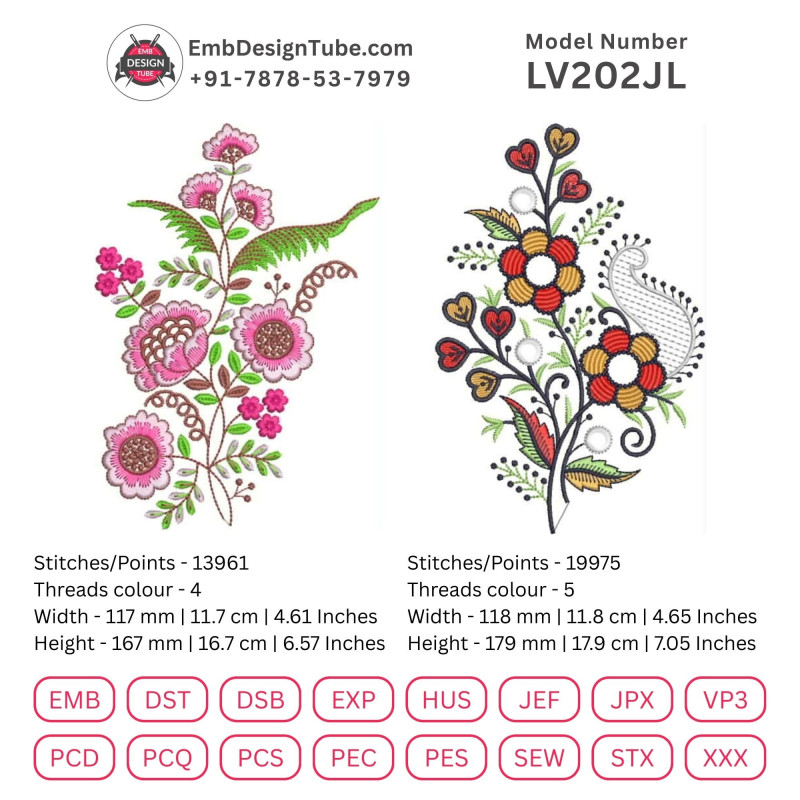 Punjabi Suit Embroidery Designs - Janome & More! Floral Motifs