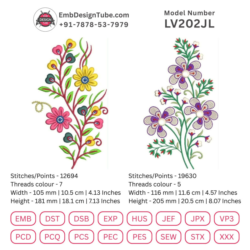 Punjabi Suit Embroidery Designs - Janome & More! Floral Motifs