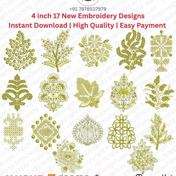 17 Floral Foliage & Geometric Motif Embroidery 4 Inch Pack 