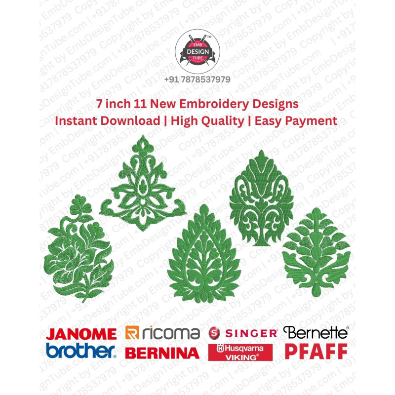 11 Indian Mehendi Folk Art 7 Inch Doodle Embroidery Pack