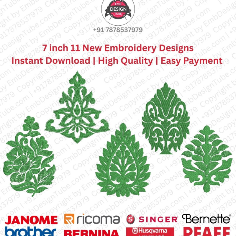 11 Indian Mehendi Folk Art 7 Inch Doodle Embroidery Pack