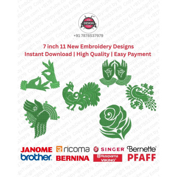 11 Indian Mehendi Folk Art 7 Inch Doodle Embroidery Pack