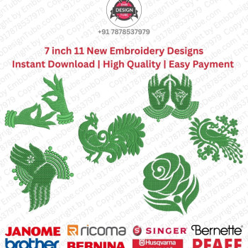 11 Indian Mehendi Folk Art 7 Inch Doodle Embroidery Pack