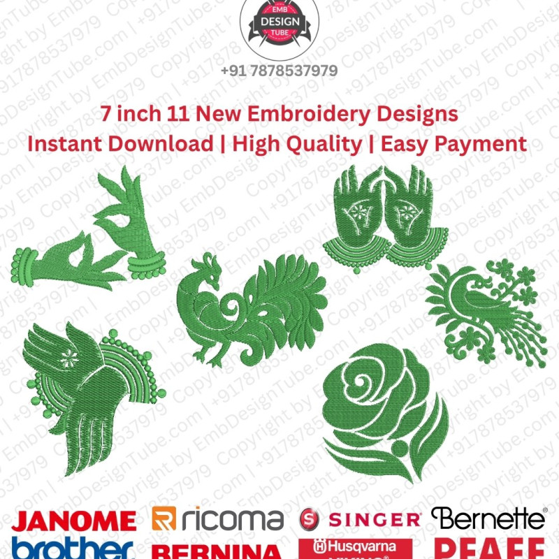 11 Indian Mehendi Folk Art 7 Inch Doodle Embroidery Pack