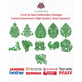 11 Indian Mehendi Folk Art 7 Inch Doodle Embroidery Pack