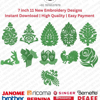 11 Indian Mehendi Folk Art 7 Inch Doodle Embroidery Pack